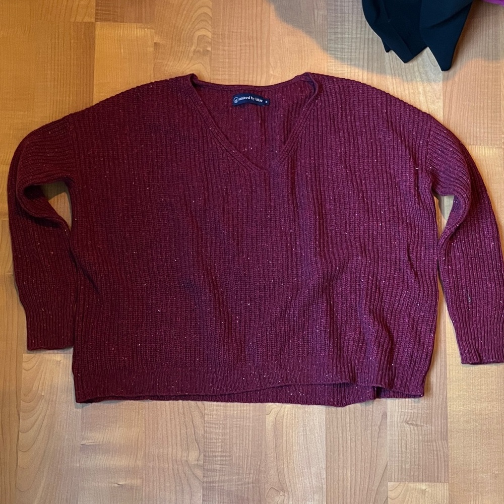 United By Blue Burgundy V-Neck Sweater